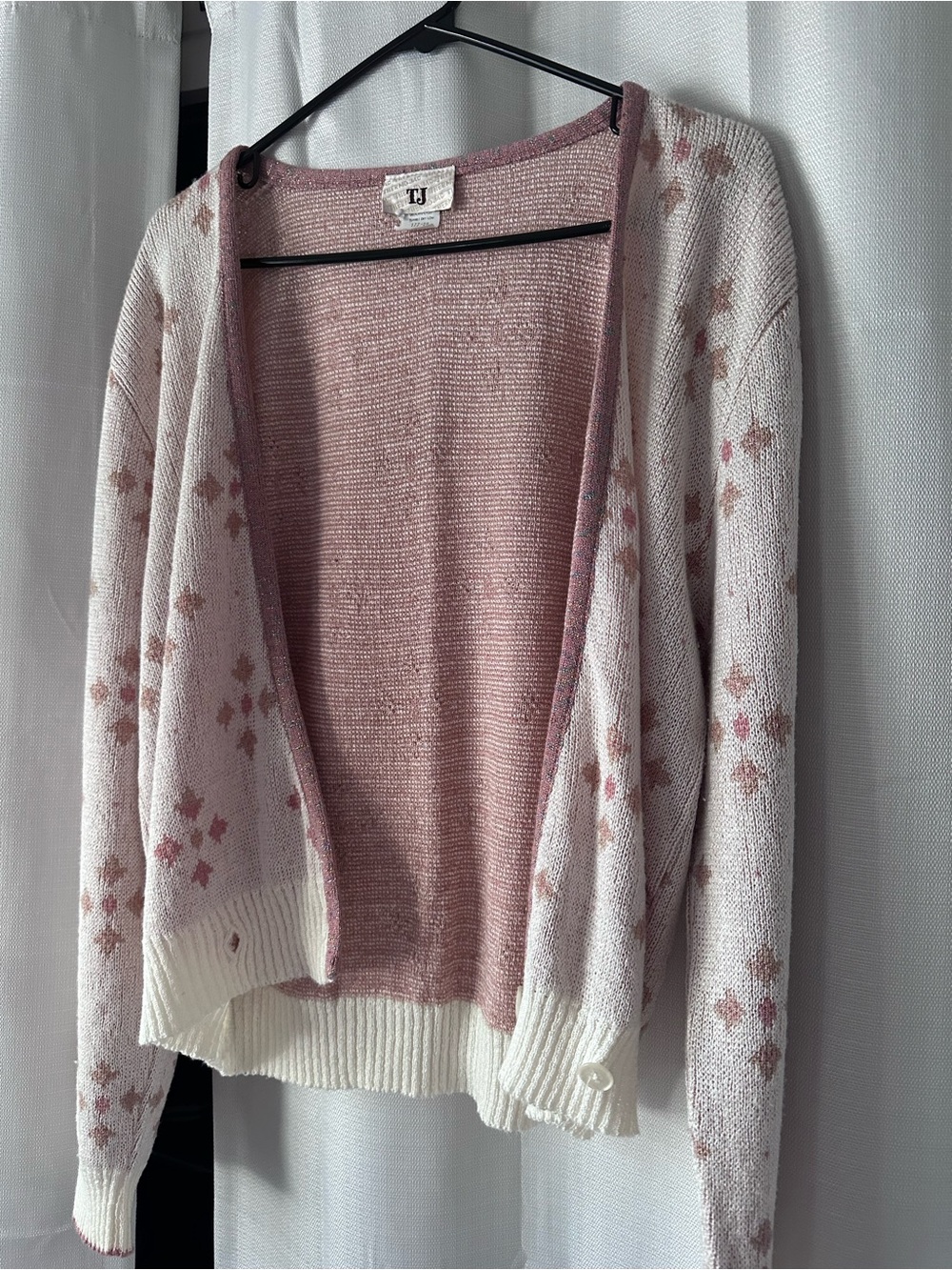 70s/80s Vintage TJ Thermo Jac Knit Cardigan Sweater Metallic Trim - Made in USA - Picture 4 of 9
